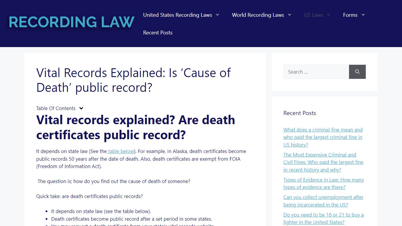 Vital Records Explained: Is ‘Cause of Death’ public record?